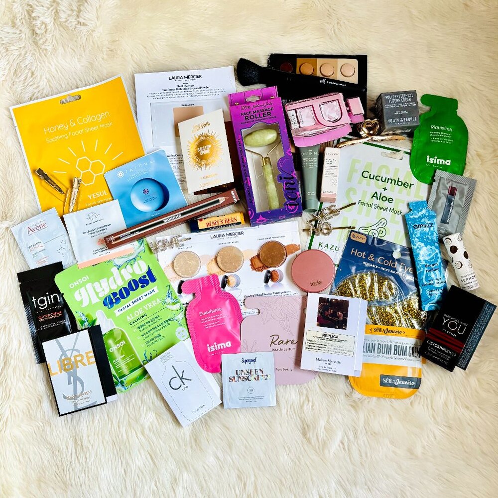 huge high end sephora & ulta deluxe sample skincare haircare makeup bundle set